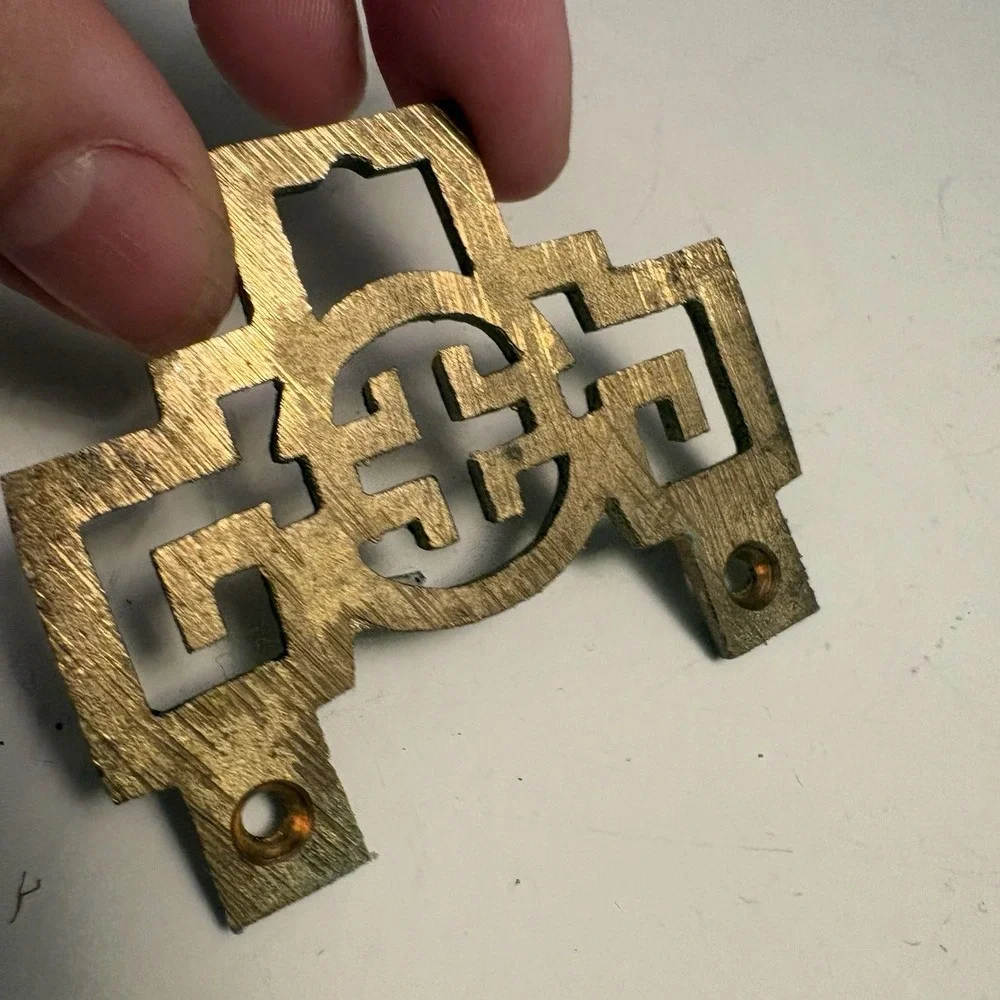 Two Vintage Asian Brass Picture Hangers Chinoiserie Hardware Made in Hong Kong